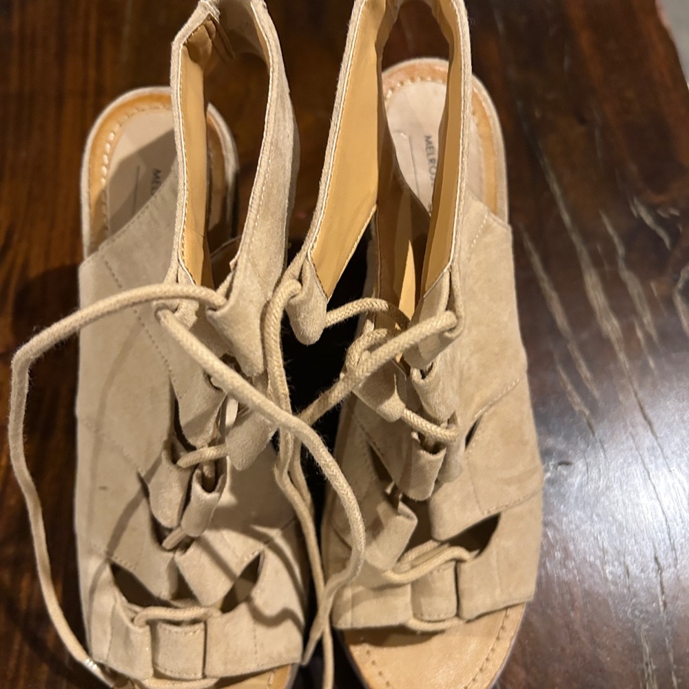 Women's Beige Lace-Up Sandals